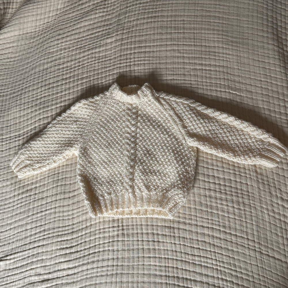 Handmade Cable Knit Sweater Baby Infant 0-6 Mos.